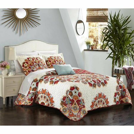 CHIC HOME QS5286 Anjou Reversible Quilt Cover Set, Queen Size - Red, 4 Piece QS5286-US